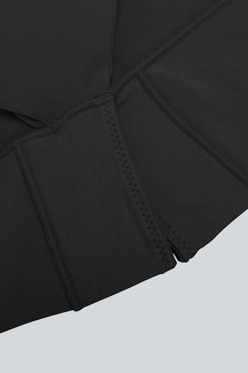 www.modusactive.com black high-waisted shaping shorts with seamless bonding and anti-slip fabric.