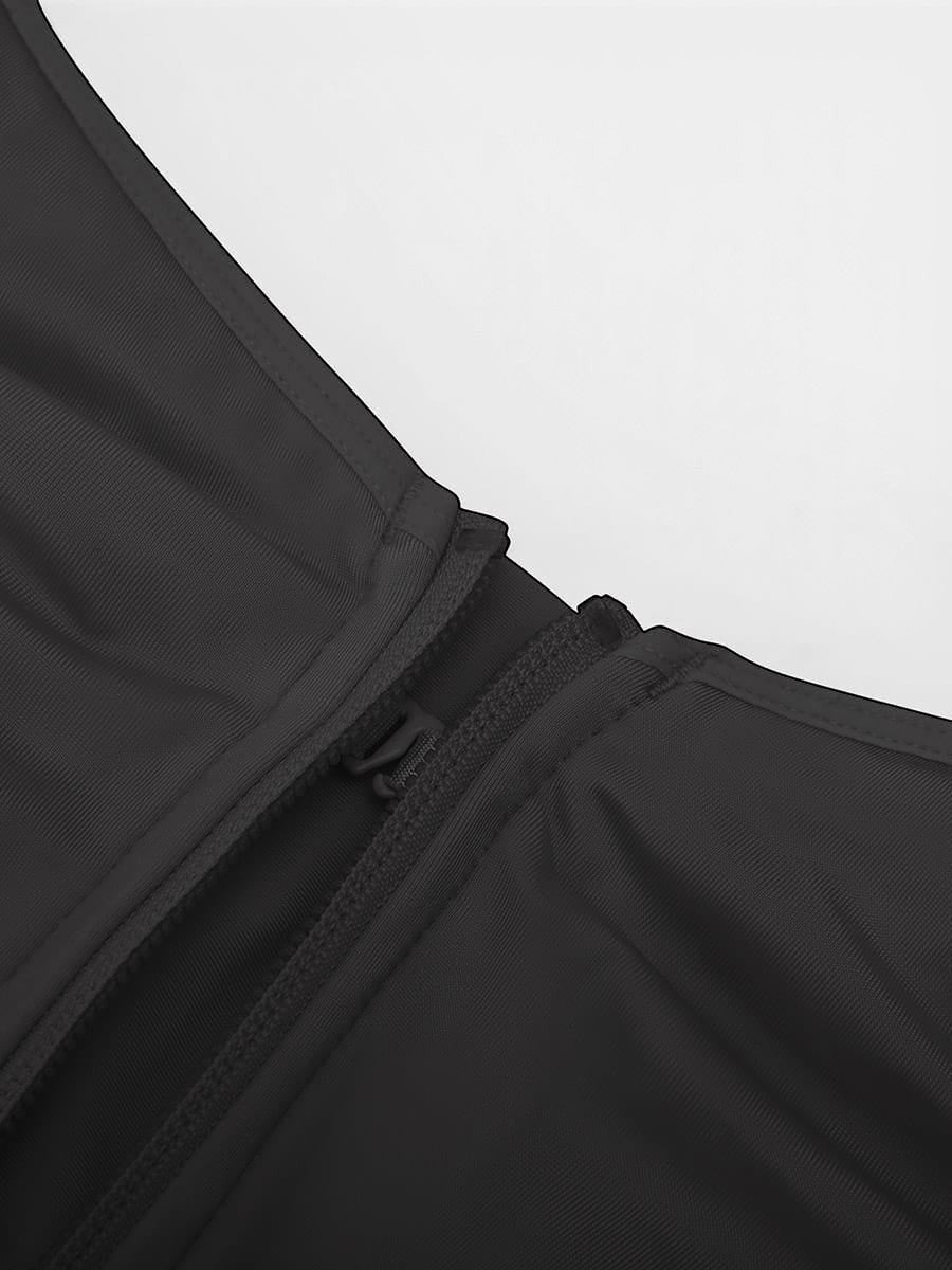 www.modusactive.com black nylon-spandex full-bust bodysuit with front zipper and adjustable straps
