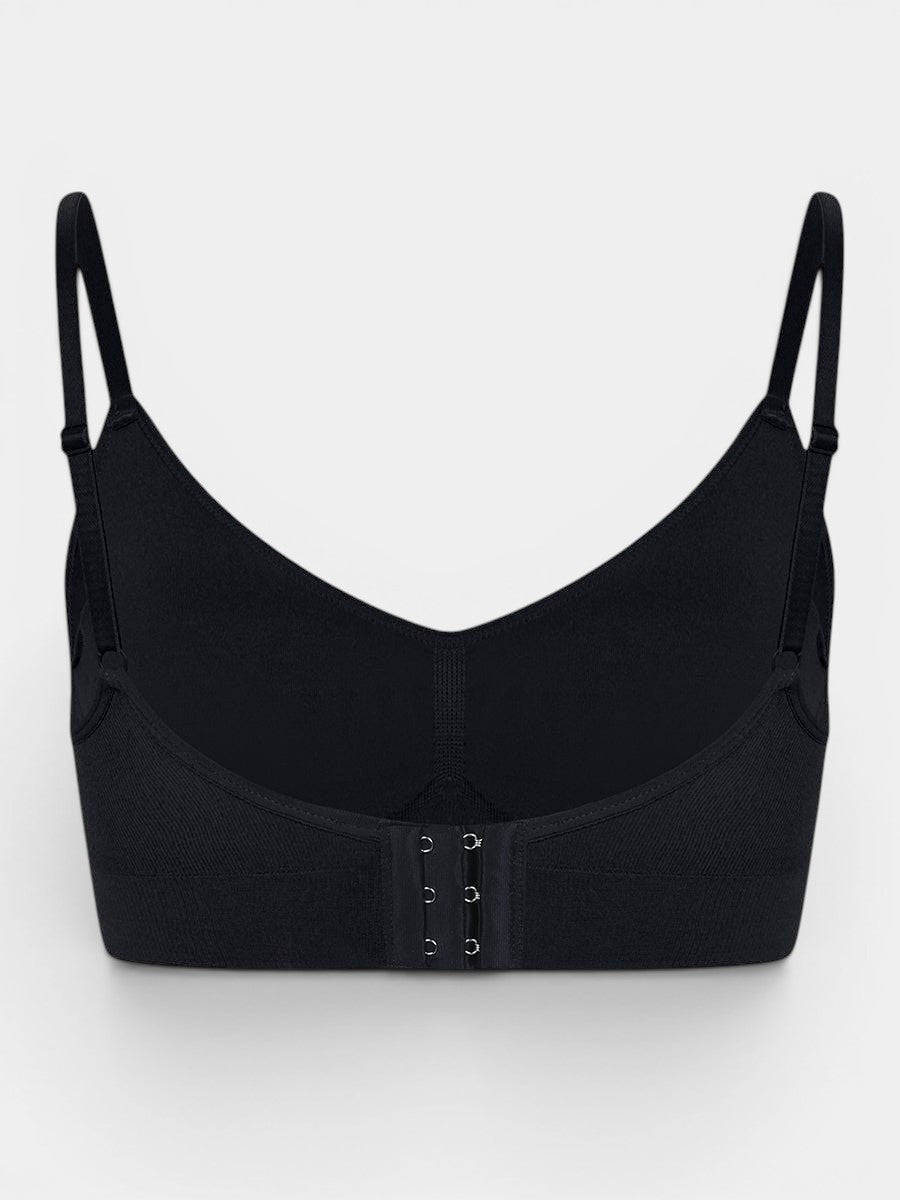 MODUS Sculpt™ Contour Bra in black, made from nylon and elastane, featuring adjustable straps and a seamless design.