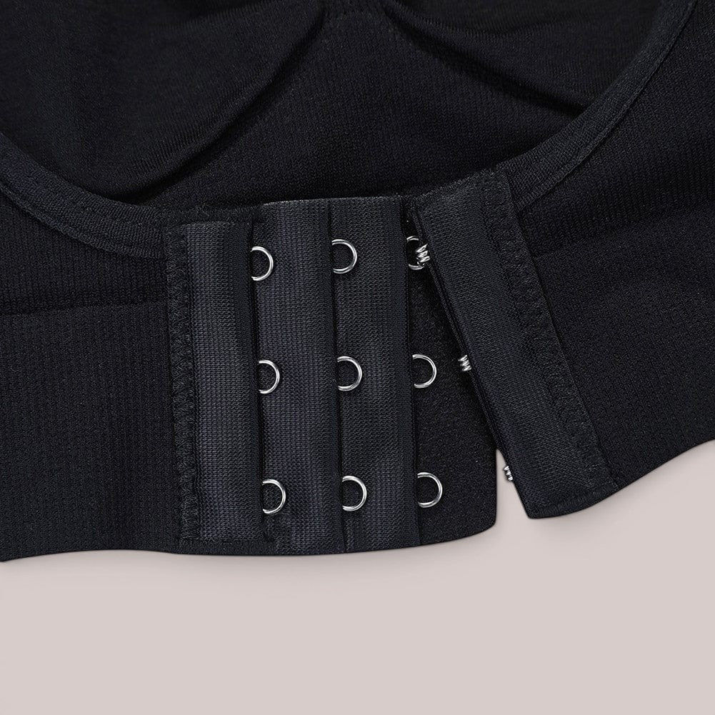 MODUS Sculpt Contour Bra in black, featuring a seamless design with adjustable hook-and-eye closure. Made of nylon and elastane.