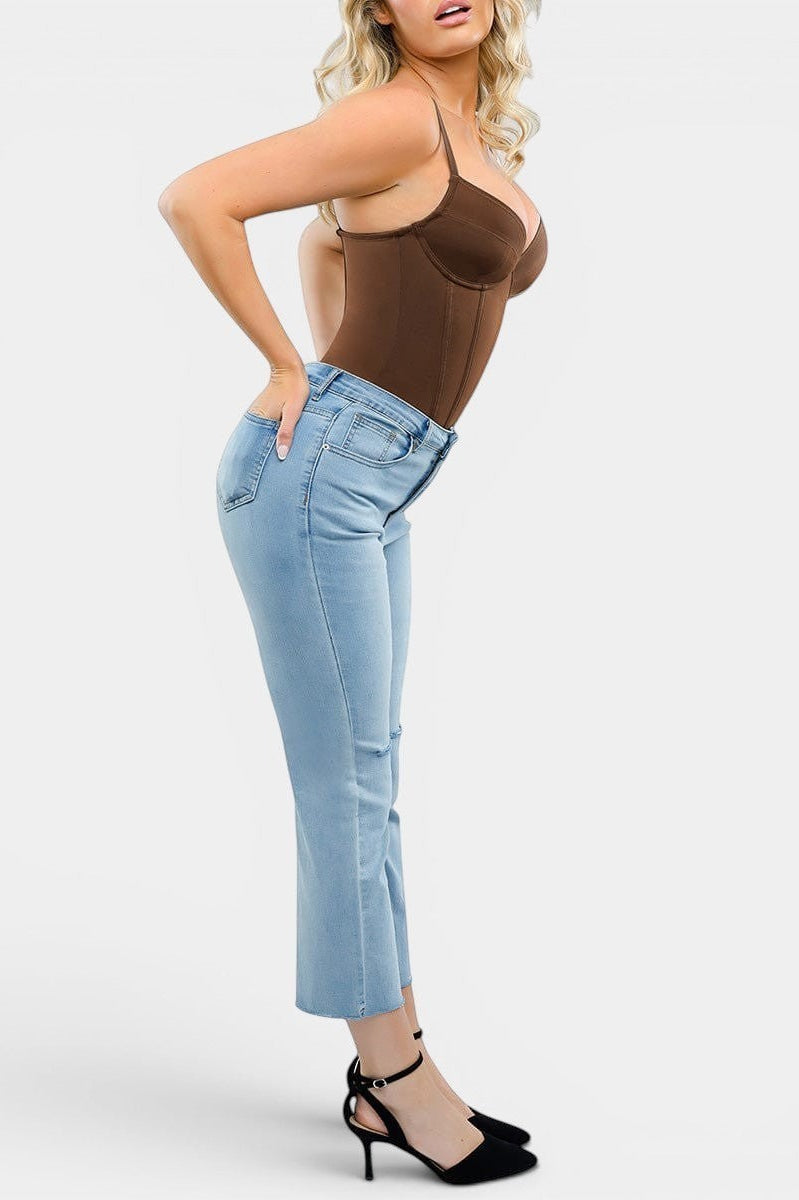 MODUS Sculpt™ Contour Bodysuit in brown nylon and spandex blend with adjustable straps and built-in shapewear.