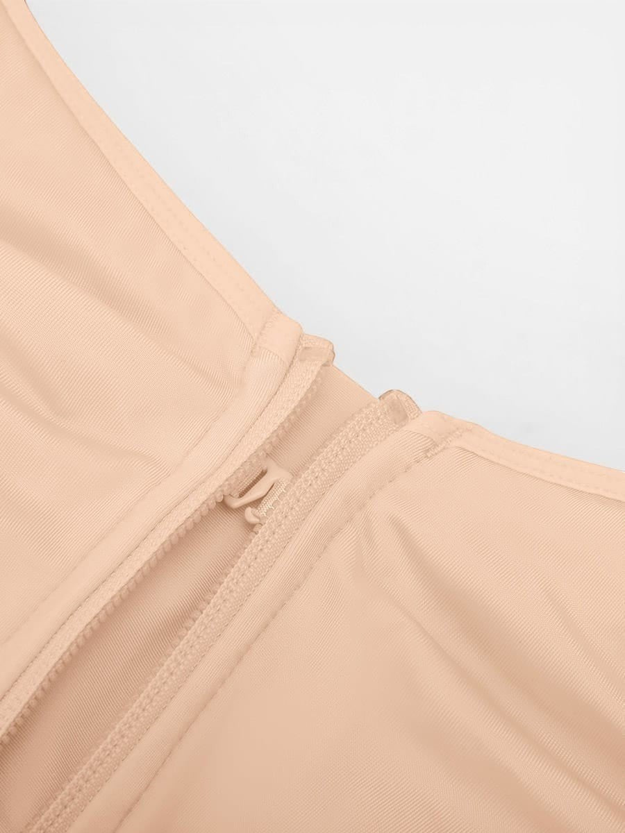 MODUS Sculpt™ Full-Bust Bodysuit in nude nylon-spandex with front zipper and hook closure.