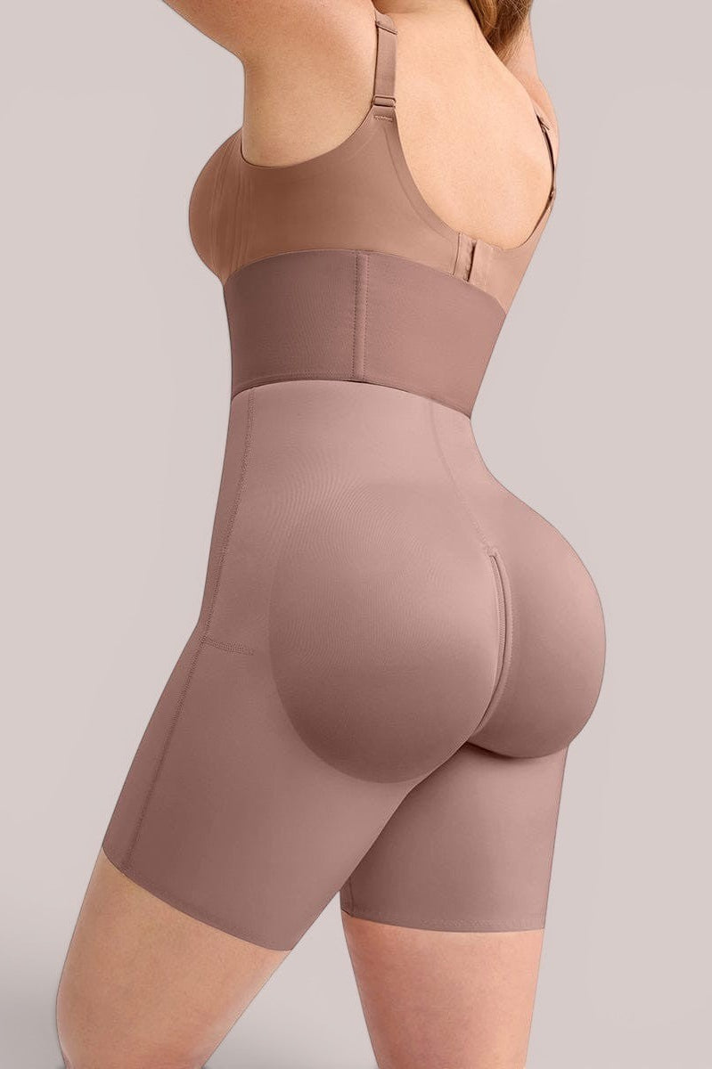 www.modusactive.com high-waisted shaping shorts with butt lifting feature and seamless leg openings.
