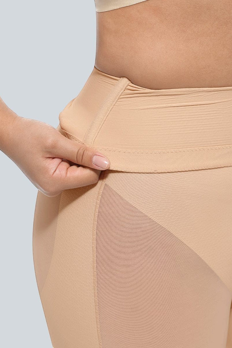 www.modusactive.com nude high-waisted shaping shorts with mesh panels and tummy control