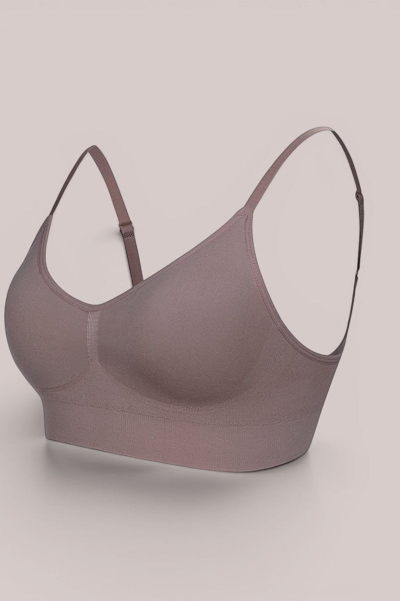 www.modusactive.com Sculpt Contour Bra in taupe, seamless nylon and elastane blend with removable padding and adjustable straps.