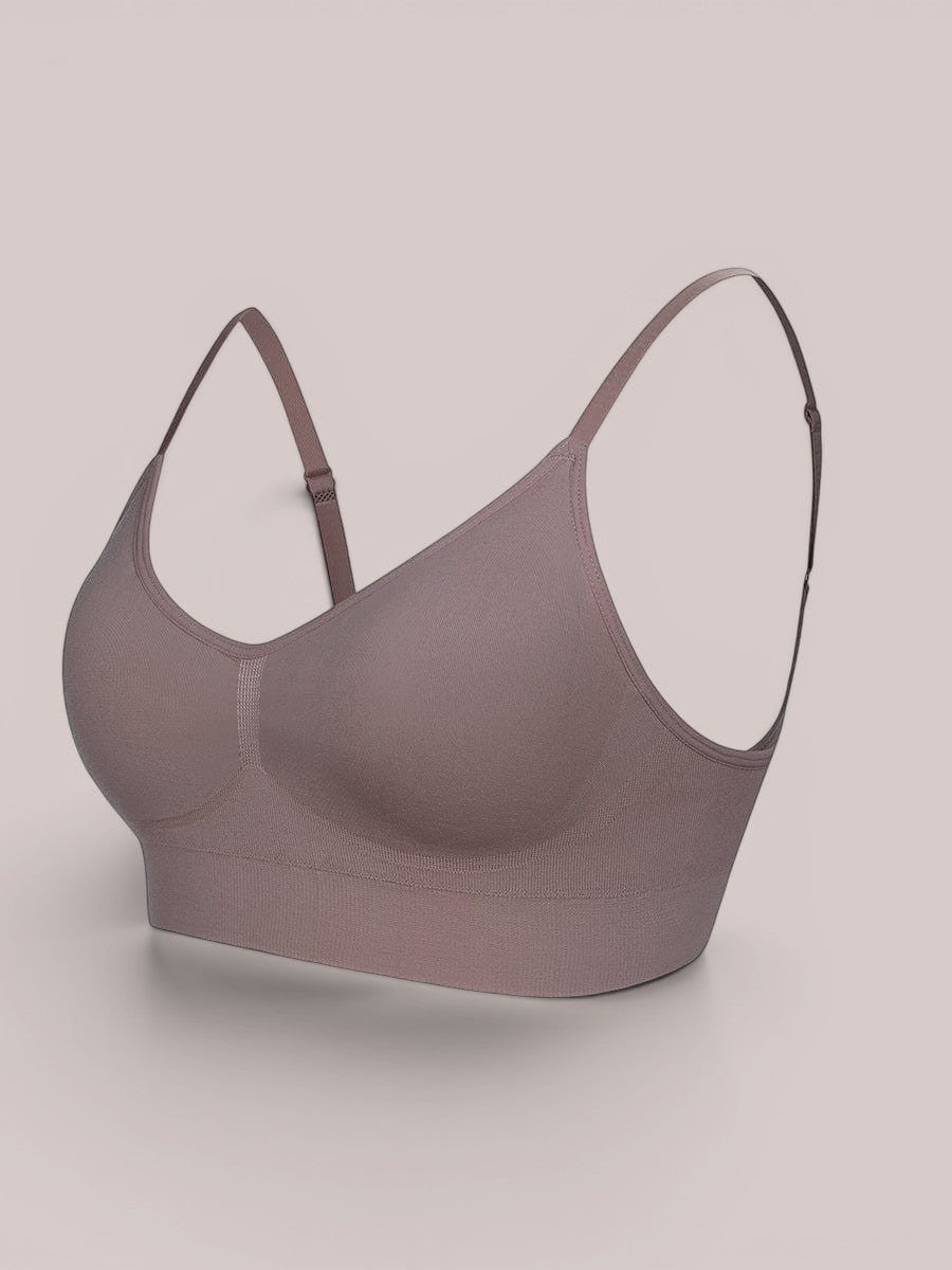 www.modusactive.com Sculpt Contour Bra in taupe, seamless nylon and elastane blend with removable padding and adjustable straps.