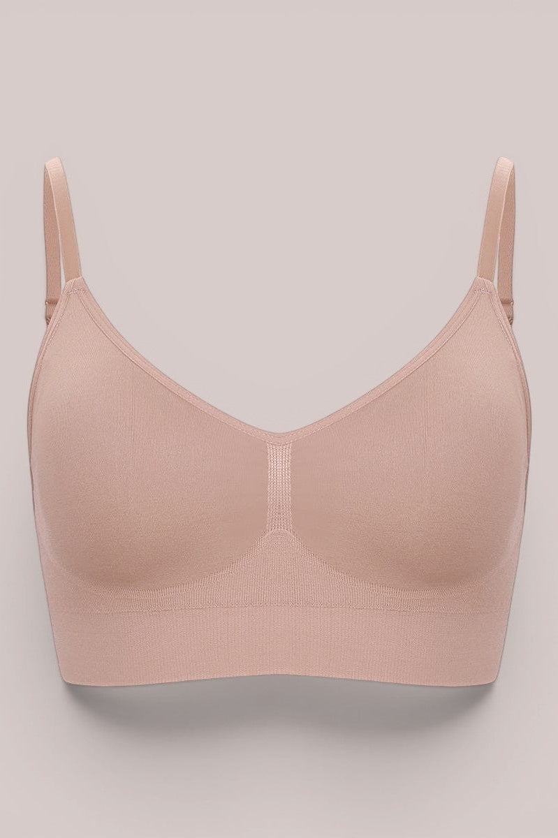 MODUS Sculpt™ Contour Bra in nude, seamless nylon and elastane blend with adjustable straps and removable padding.