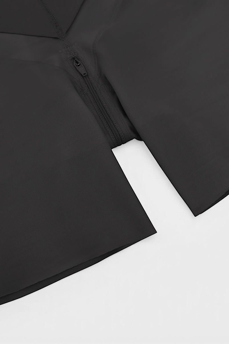 www.modusactive.com Sculpt™ Full-Bust Bodysuit in black nylon-spandex with zipper closure and seamless leg opening.