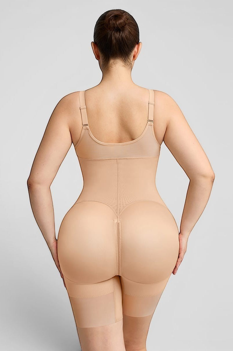 www.modusactive.com Sculpt™ Full-Bust Bodysuit in nude, made of nylon and spandex, with full coverage and side support.