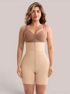www.modusactive.com beige high-waisted shaping shorts with zipper closure and butt-lifting design