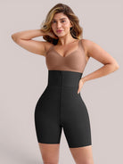www.modusactive.com black high-waisted shaping shorts with zipper and butt-lifting design