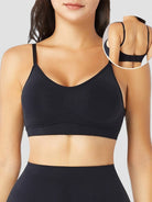 www.modusactive.com black seamless contour bra with removable padding and adjustable straps made of nylon and elastane.