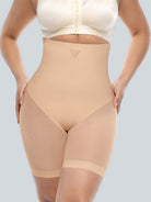 www.modusactive.com nude high-waisted shaping shorts with mesh hip panels and seamless bonded edges.