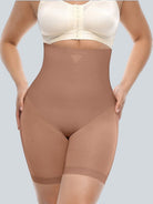 www.modusactive.com nude high-waisted shaping shorts with seamless bonding, tummy control, and butt-lifting design.