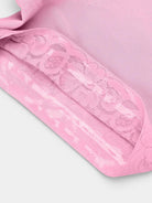 www.modusactive.com pink nylon and spandex Sculpt™ Triple-Closure Bodysuit with lace trim and supportive boning.