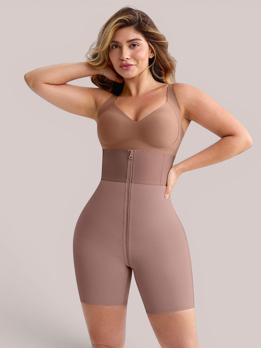 www.modusactive.com high-waisted shaping shorts with zipper front and butt-lifting design