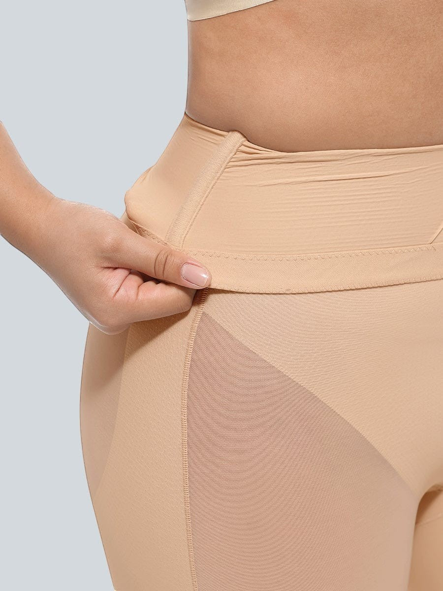 www.modusactive.com nude high-waisted shaping shorts with mesh panels and tummy control