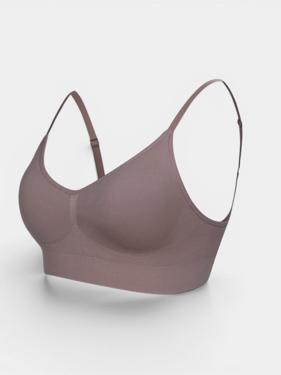 www.modusactive.com Sculpt Contour Bra in taupe, seamless nylon and elastane blend with removable padding and adjustable straps.