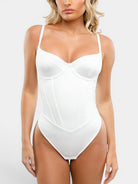 www.modusactive.com white corset style bodysuit with adjustable straps and built-in shapewear
